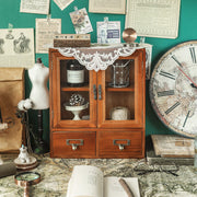 Retro Wooden Desktop Storage Organizer with Drawer
