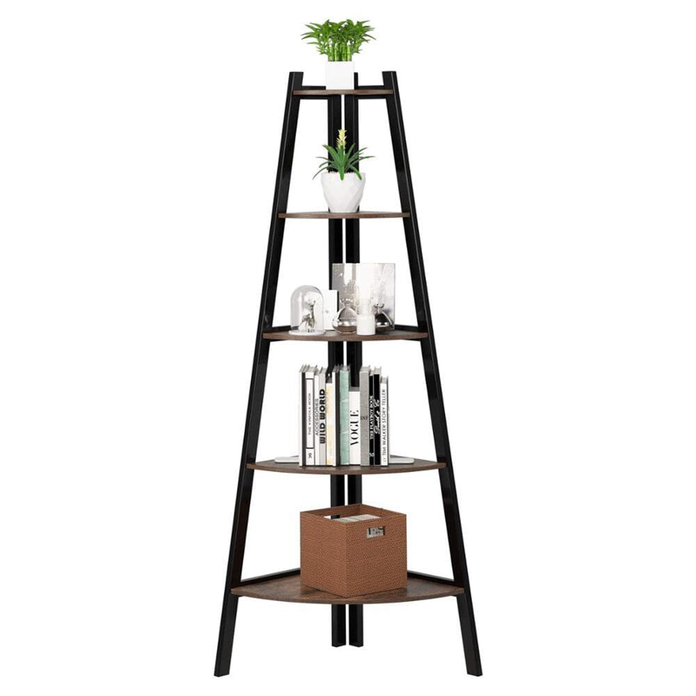 5-Tier Indoor Bookshelf Display Shelf Solid Wood Plant Stand Shelves & Racks Living and Home 