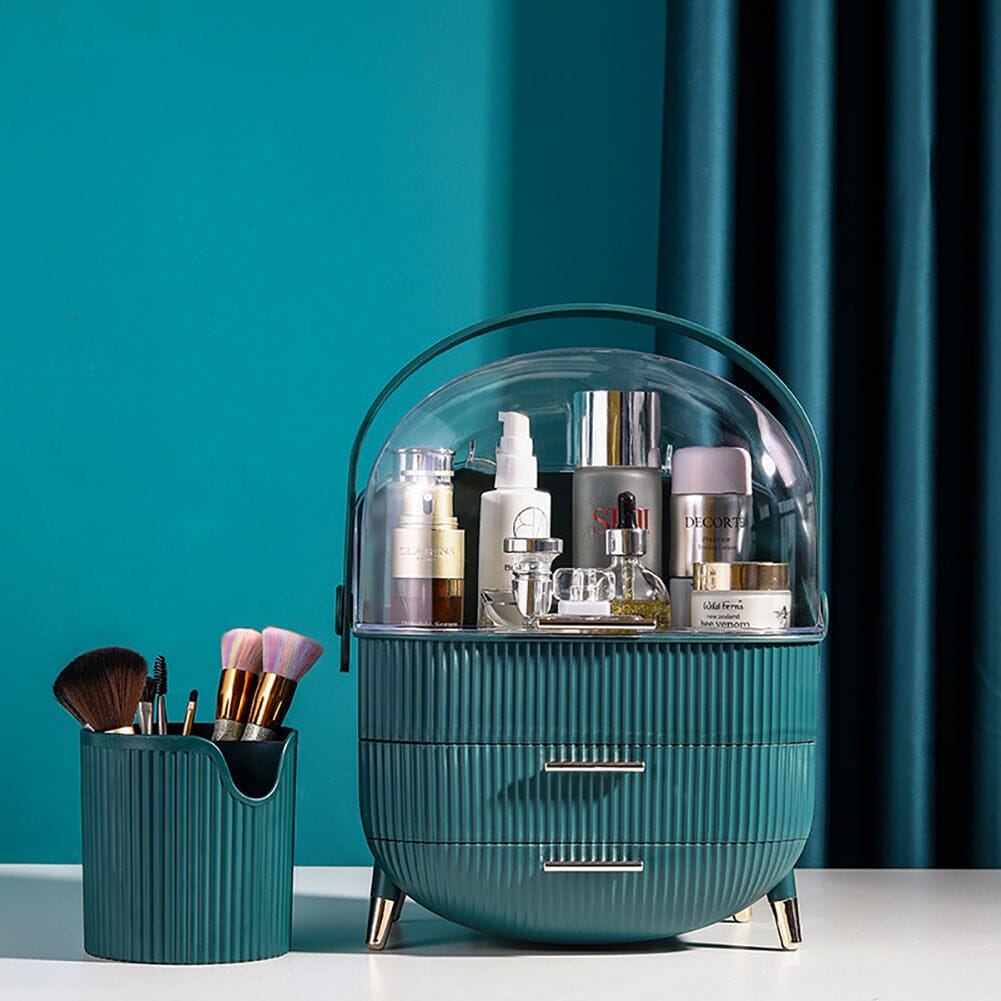 Elegant Makeup Storage Organizer Box with Drawers and Handle Makeup Organizers Living and Home 