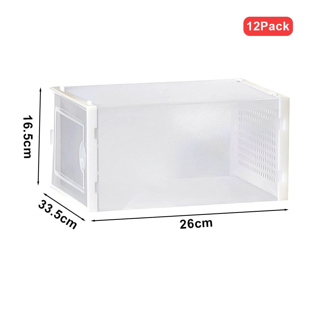 12 Pack White Foldable Plastic Shoe Storage Boxes Storage Boxes Living and Home 