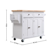 Modern Rolling Wooden Kitchen Island Cart with Storage Cabinet Carts & Islands Living and Home 