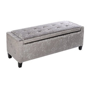 Grey Upholstered Storage Ottoman Bench Storage Footstool & Benches Living and Home 