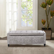 Grey Upholstered Storage Ottoman Bench Storage Footstool & Benches Living and Home 