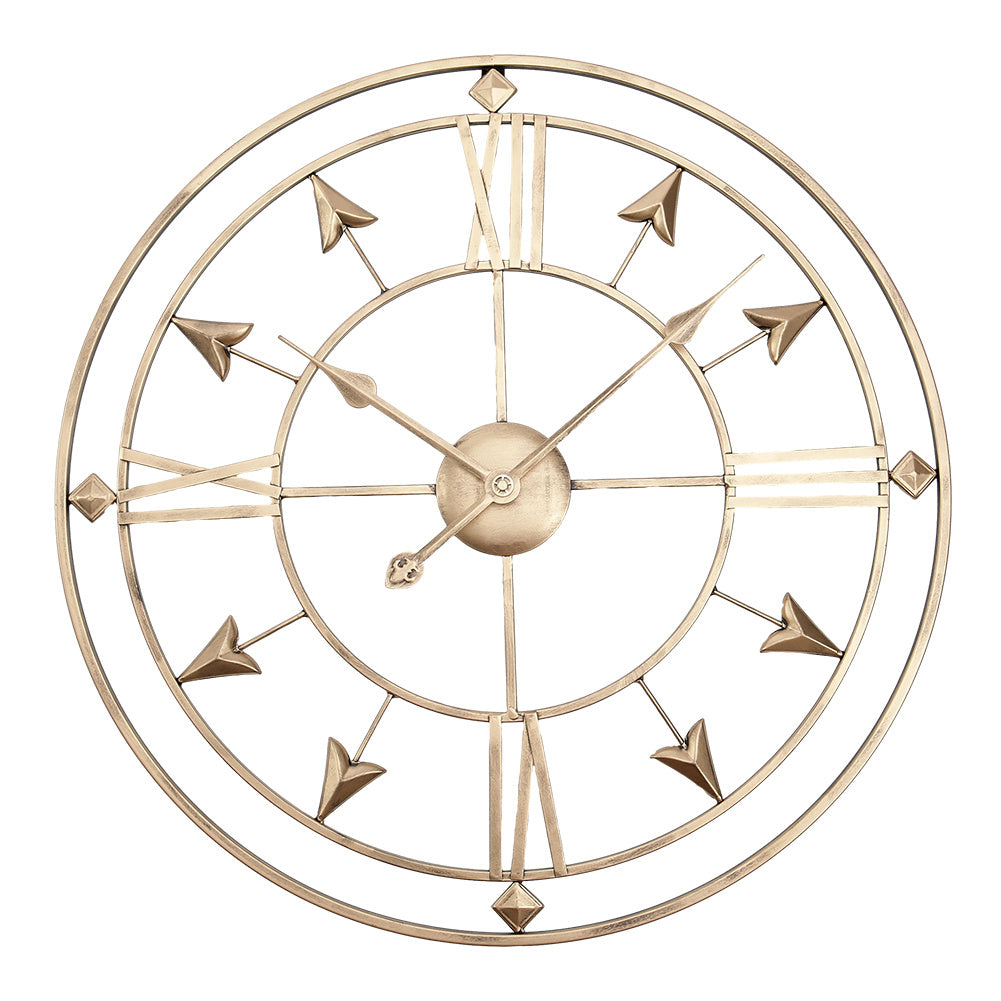 Gold Metal Roman Numerals Wall Clock