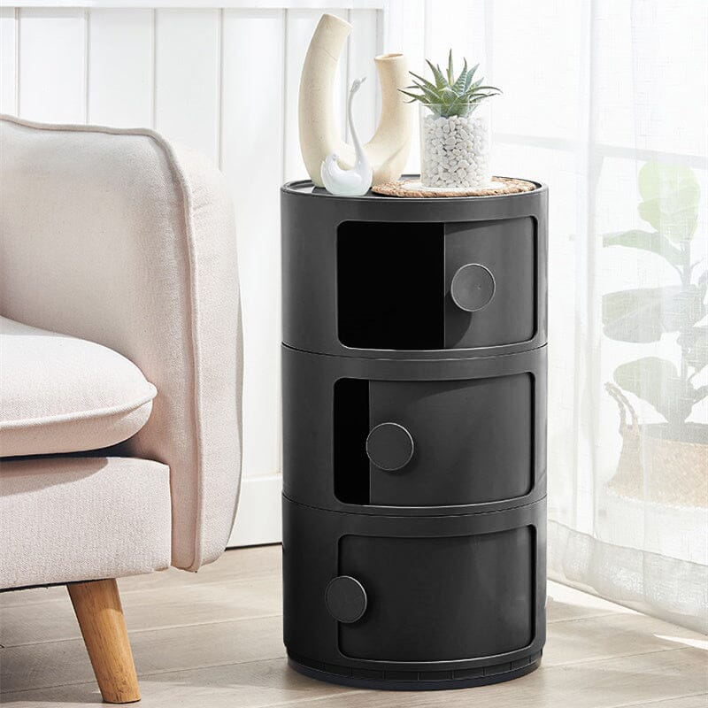 Componibili Round Storage Unit with 3 Elements Storage Drawers Living and Home Black 