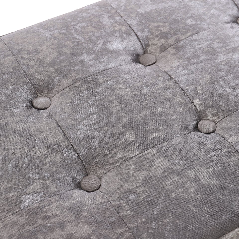 Grey Upholstered Storage Ottoman Bench Storage Footstool & Benches Living and Home 