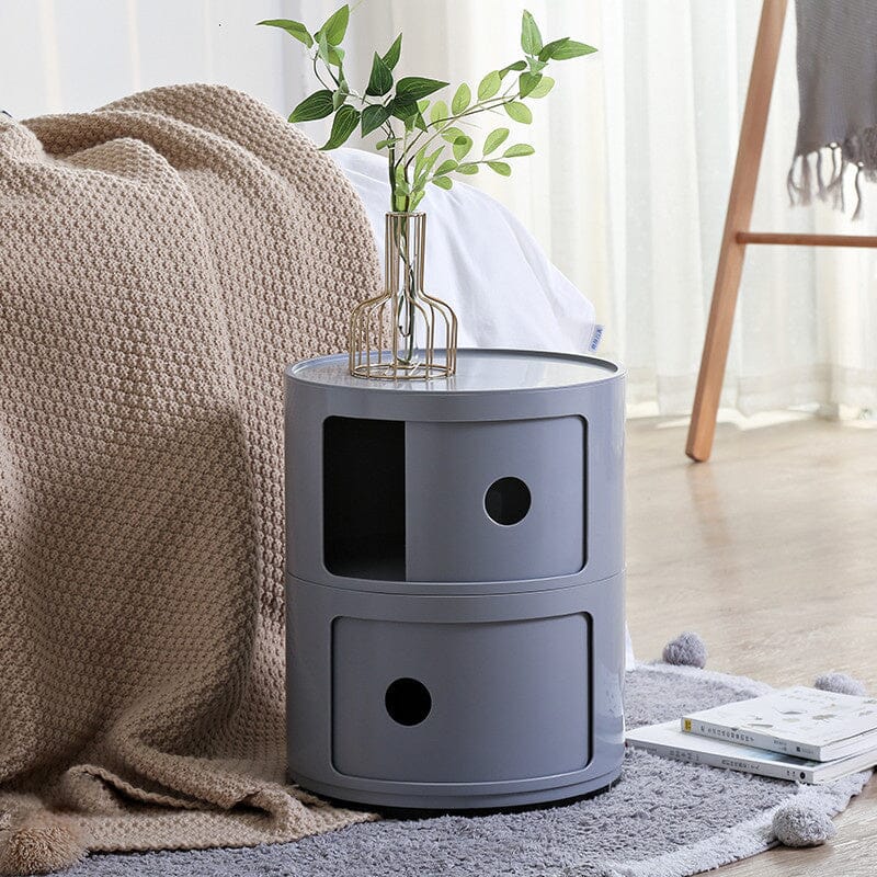 Componibili Round Storage Unit with 2 Drawers Storage Drawers Living and Home Grey 