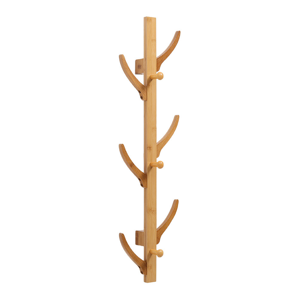 Bamboo Wall Mounted Hat Rack Coat Rack for Bags Scarves Clothes Handbag, SW0377
