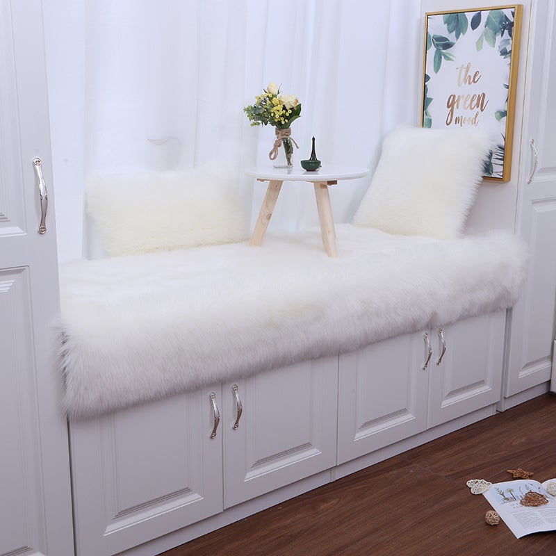 White Rectangle Fluffy Shaggy Sheepskin Area Rugs Rug Living and Home 